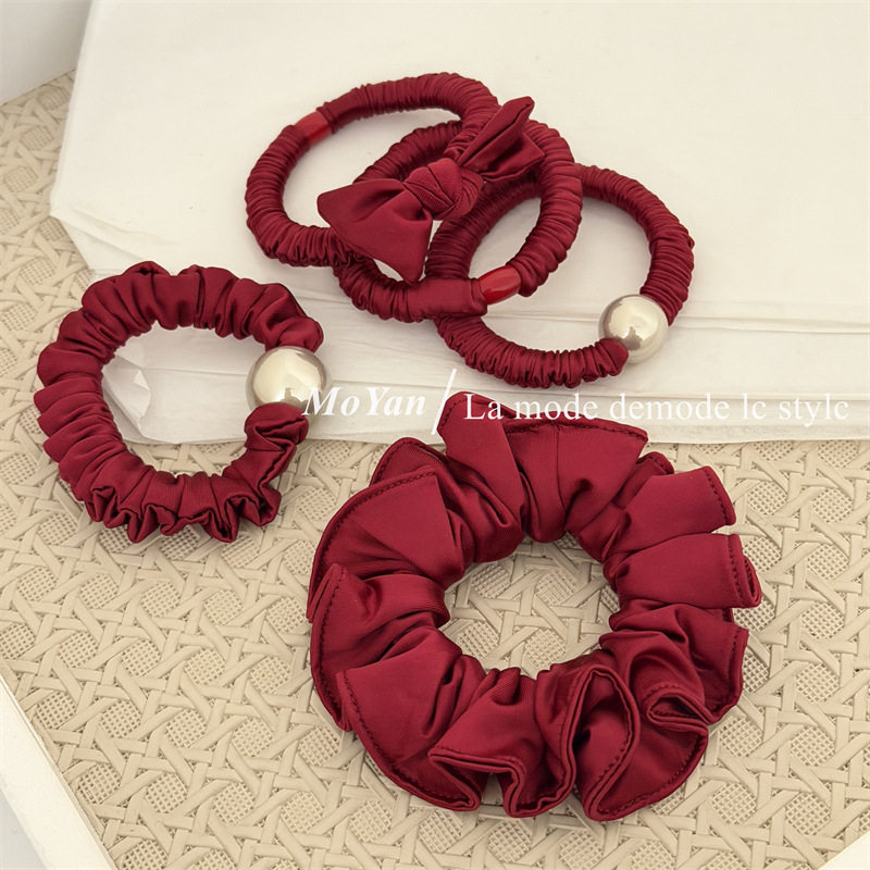 新年红色系高弹力小肠发圈高级感打结珍珠发绳马尾头绳气质橡皮筋,饰品/流行首饰/时尚饰品新,发饰,淘宝优惠券,粉丝福利购,淘宝优惠卷