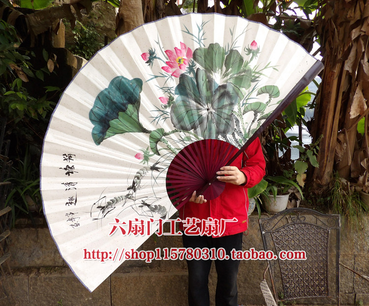 装饰扇大挂扇工艺扇壁挂扇子大折扇影楼道具婚庆大纸扇手绘荷花,家居饰品,工艺扇/团扇/喜扇/折扇,淘宝优惠券,粉丝福利购,淘宝优惠卷