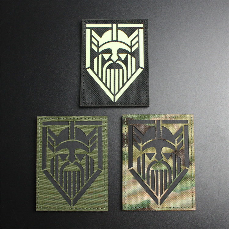 激光切割反光士气章 ir反光魔术贴 夜光臂章 维京人头像背包贴章