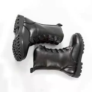 儿童马丁靴童鞋男女童舞台儿童黑色靴子夏令营马丁靴表演短靴阅兵