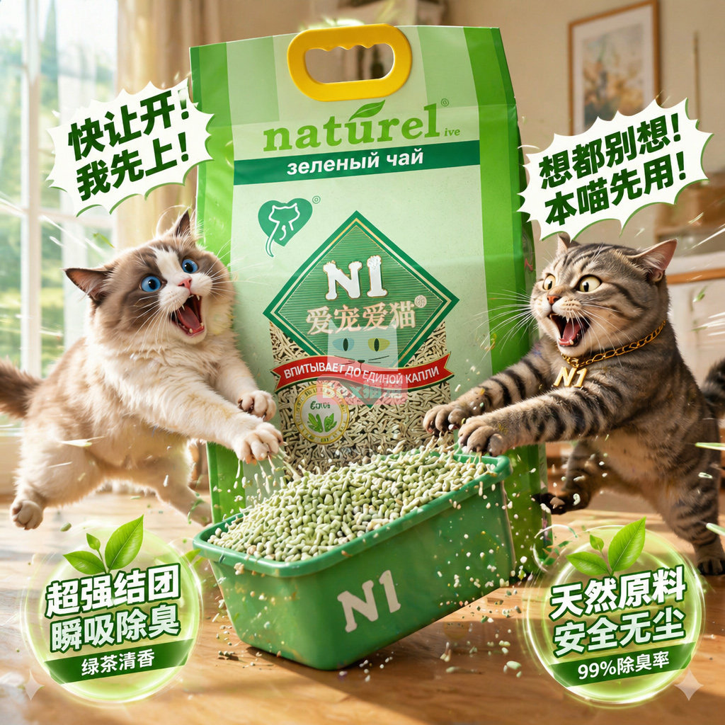 N1爱宠爱猫授权玉米豆腐猫砂玉米猫沙17.5升L结团无尘冲厕小颗粒
