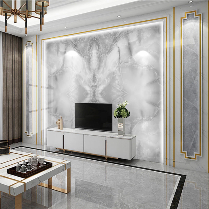 现代轻奢电视背景墙瓷砖壁画爵士白护墙板山水画大理石客厅微晶石|ruв категории награду материалов, керамическая плитка, плитка на фоне стены - от Buy2taobao.com для оказания профессиональной услуги покупки агента Taobao