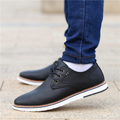 新款 圆头系带透气男士 休闲皮鞋 2026冬季 男商务百搭韩版 潮鞋 休闲鞋