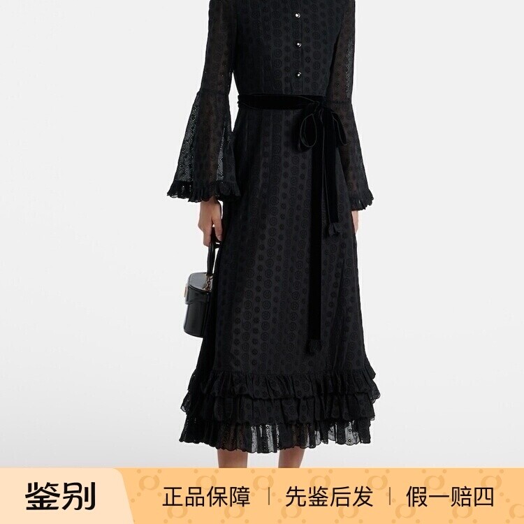 黑色蕾丝连衣裙 喇叭袖 Val连衣裙