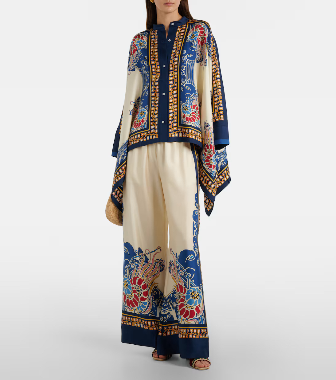 真丝印花圆领不规则衬衫 阔腿裤 La Double J 2026春季新款女装