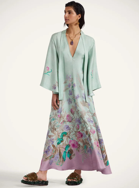 长款印花真丝连衣裙 浅绿色 La Double J 2025春夏新款女装