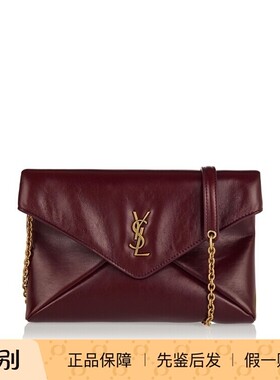 暗红色信封包 金链条单肩斜挎手拿包Saint Laurent YSL圣罗兰2025