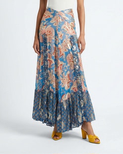 2026春夏新款 Etro艾绰 长款 印花荷叶边真丝半身裙