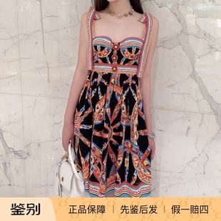 红色车轮印花吊带抹胸连衣裙 短裙 DG杜嘉班纳2026秋款