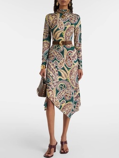 复古印花长袖连衣裙 黑色蕾丝 Etro艾绰 2025秋季新款女装