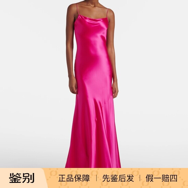 玫红色真丝连衣裙 修身拖地长款鱼尾桑蚕丝礼服裙 Alaia 2026春夏