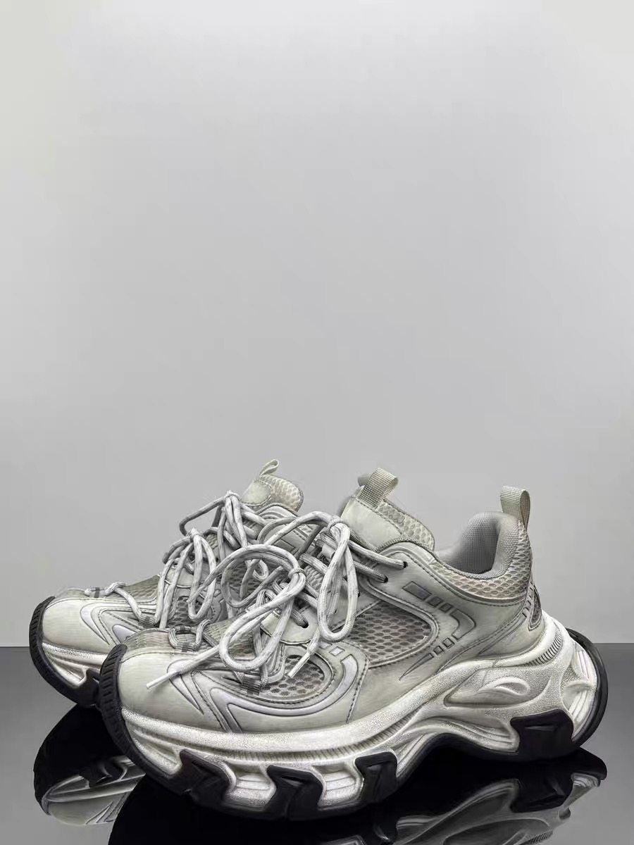 擦色白丨老爹鞋男鞋新款ins潮6cm厚底增高休闲鞋透气网面运动鞋子