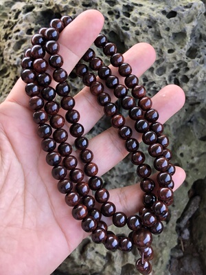 海南黄花梨紫油梨老料0.8x108颗念珠多圈项链手串男女款佛珠文玩