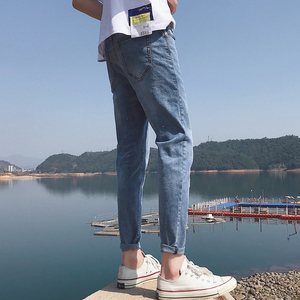 男士修身九分牛仔裤