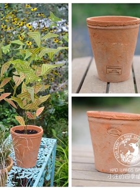 陶土花盆 透气透水陶盆方口盆 高双口瓦盆 黑色红色 庭院阳台花园