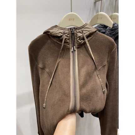 欧货时尚重工潮流拉链宽松连帽长袖卫衣女2025冬季新款通勤上衣潮