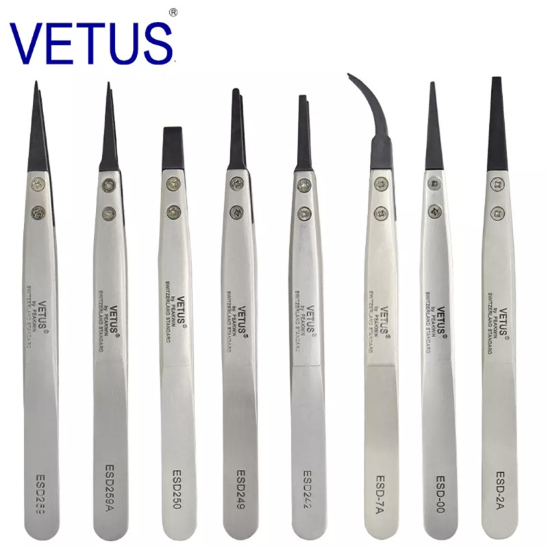 VETUS防静电镊头不锈钢镊身尖头