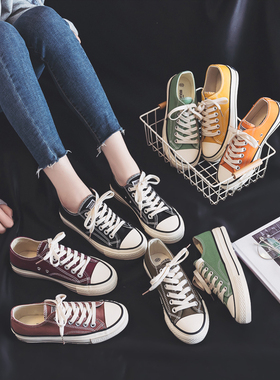 1970s酒红色低帮帆布鞋女学生百搭回力低腰板鞋100十周年限定鞋