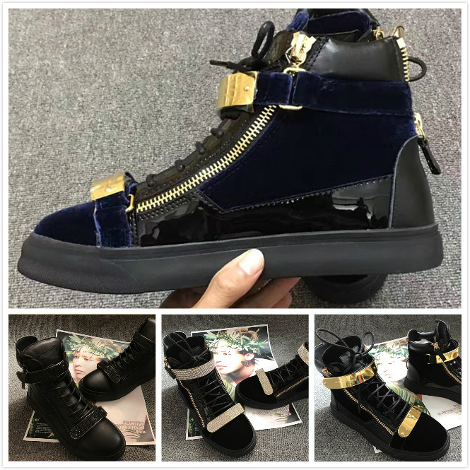 新款男鞋高帮鞋明星同款丝绒双金钻扣真皮双铁牛皮鞋GZCL男鞋女鞋