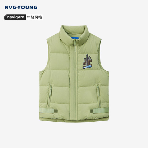 Navigare意大利小帆船黑色立领羽绒马甲男秋冬潮牌保暖背心外套