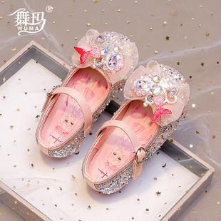 宝宝亮片平跟走秀皮鞋 舞玛女童鞋 春夏季 2025新款 子儿童爱莎水晶鞋