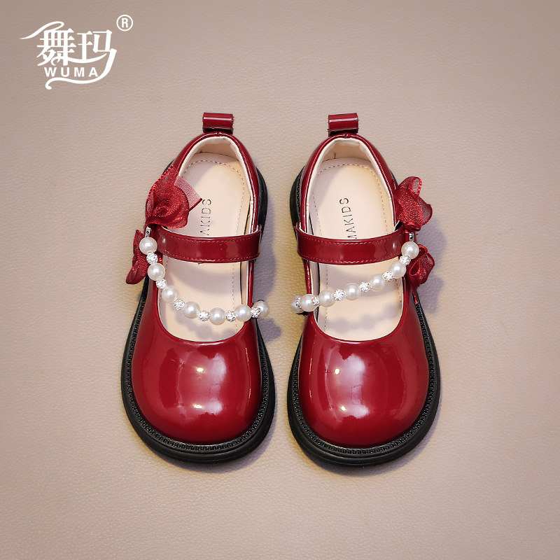舞玛女童春夏季真皮公主皮鞋图片