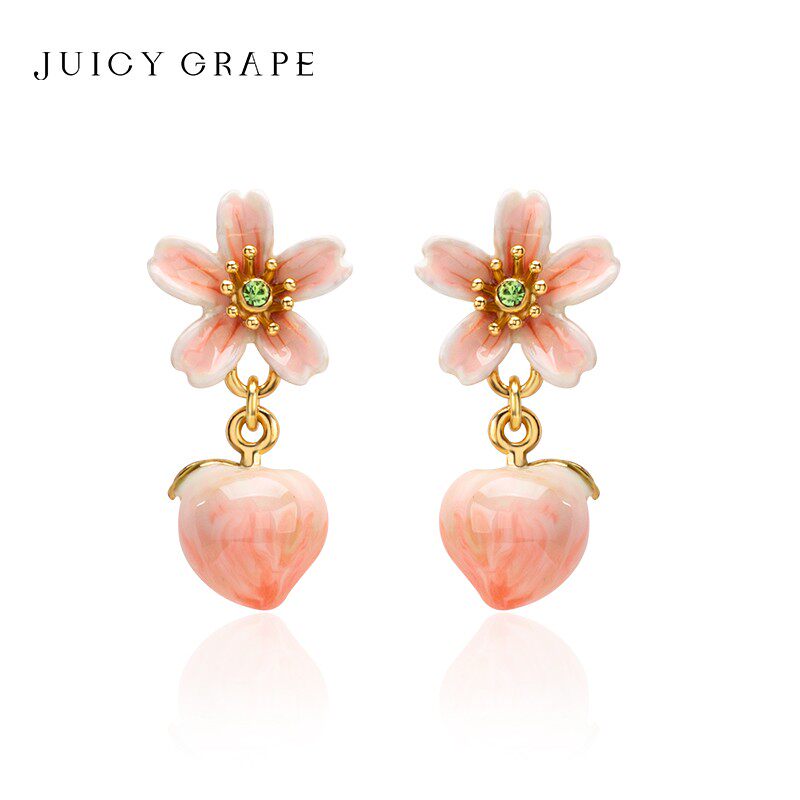 【直播链接】Juicy Grape水蜜桃耳环女甜美可爱桃花桃子耳钉