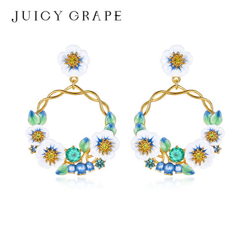 JuicyGrape蓝莓花朵耳环