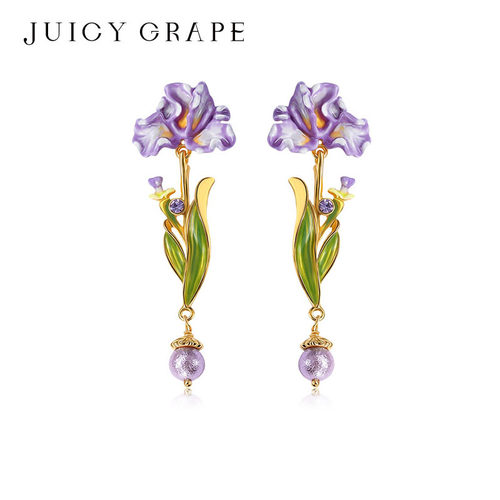 JuicyGrape紫色鸢尾花耳钉长款