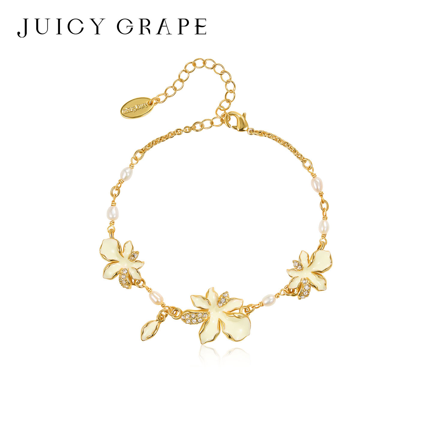 法式优雅珐琅花朵珍珠手链