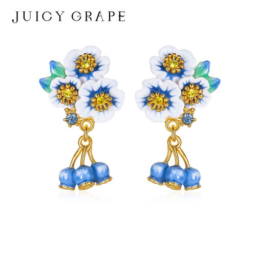 uicyGrape蓝莓花朵耳钉