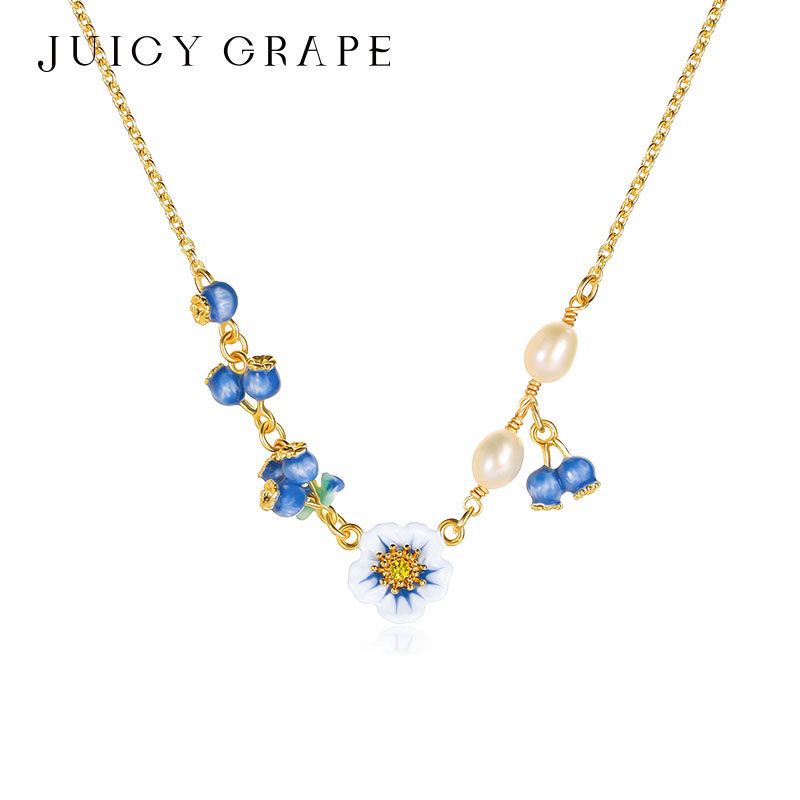 Juicy Grape蓝白之恋系列蓝莓花朵项链女甜美水果吊坠清新锁骨链,饰品/流行首饰/时尚饰品新,项链,淘宝优惠券,粉丝福利购,淘宝优惠卷