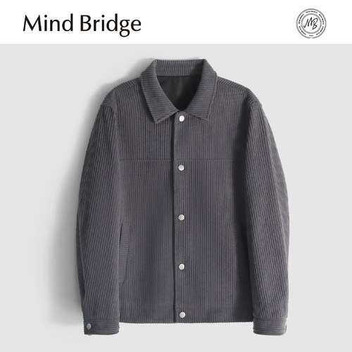 MindBridge【寻梦山茶】春季复古灯芯绒商务休闲翻领夹克保暖MA0V