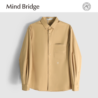 MindBridge【100%棉】夏季纯棉商务休闲翻领长袖衬衫男透气 M4455