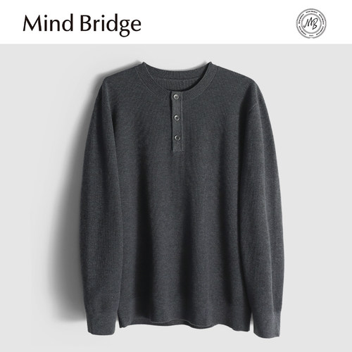 MindBridge 绵羊毛双股45支/520g秋冬圆领宽松休闲保暖针织衫MA6G