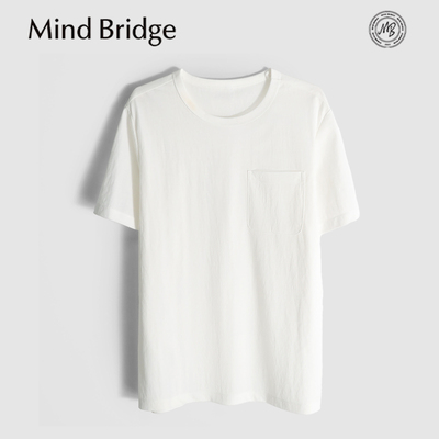 MindBridge老钱腔调/5色复古棉麻圆领休闲短袖T恤男/年轻优雅MB1U