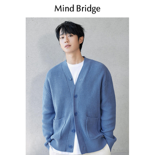 百家好/MindBridge春季高端桑蚕丝绵羊毛保暖针织开衫毛衣男M4357