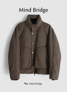 MindBridge【黑糖香槟】绵羊毛短款加厚保暖白鸭绒羽绒服冬 M4226