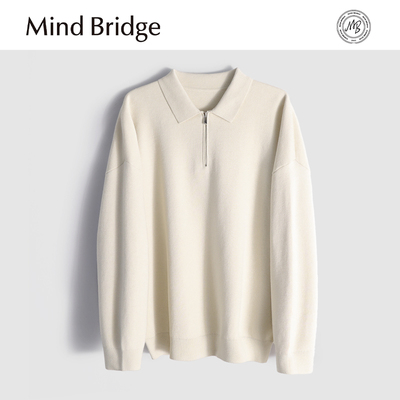 MindBridge 500g双股48支/秋冬休闲宽松翻领打底内搭针织衫男MA6W