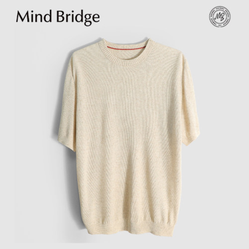 MindBridge莱赛尔+亚麻/3色商务休闲圆领针织短袖T恤吸湿透气MB5R