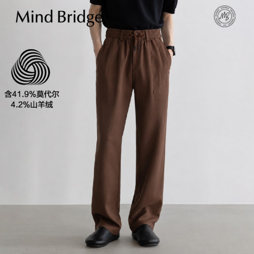 MindBridge山羊绒+莫代尔/防风保暖运动直筒休闲抽绳长裤透气MB7T