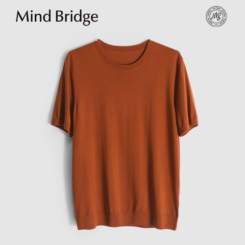 MindBridge100%丝光绵羊毛/经典商务休闲圆领短袖T恤吸湿透气MB0R