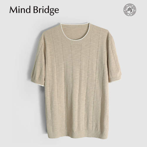 MindBridge亚麻+棉/3色经典圆领商务休闲短袖T恤男吸湿透气夏MB0Z