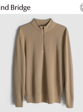 MindBridge 绵羊毛双股45支/500g秋冬宽松半高领保暖针织衫男MA6E
