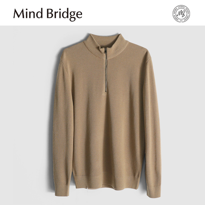 MindBridge 绵羊毛双股45支/500g秋冬宽松半高领保暖针织衫男MA6E