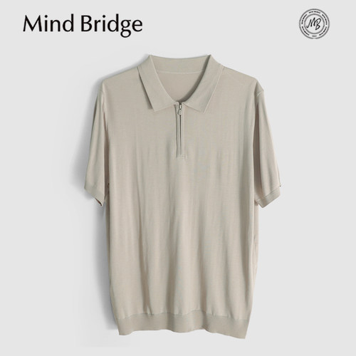 MindBridge莱赛尔+桑蚕丝/商务休闲针织短袖T恤POLO衫男/透气MB5L