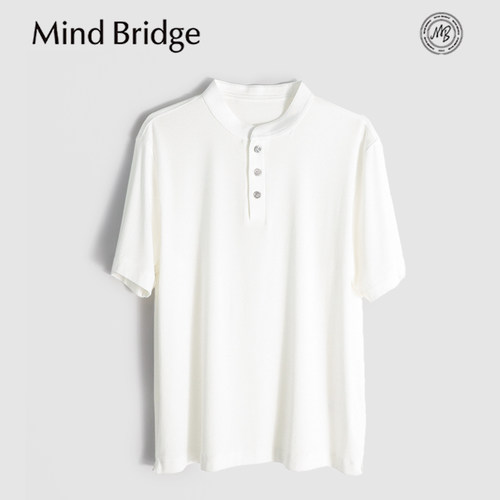 MindBridge莱赛尔+羊毛/3色经典亨利领休闲针织短袖T恤POLO衫MB5C