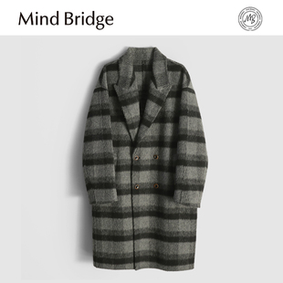 MindBridge绵羊毛/羊驼毛/冬季防风保暖过膝长款双面呢大衣男MABF