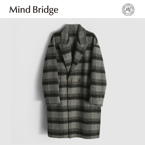 MindBridge绵羊毛/羊驼毛/冬季防风保暖过膝长款双面呢大衣男MABF