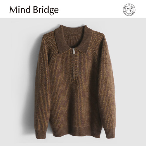 MindBridge绵羊毛/手感细腻/秋冬防风加厚保暖休闲毛衣翻领男MA83